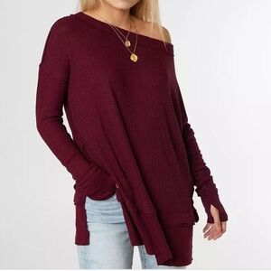 Free People North Shore Thermal Tunic Top Fig Sorbet NWT Medium